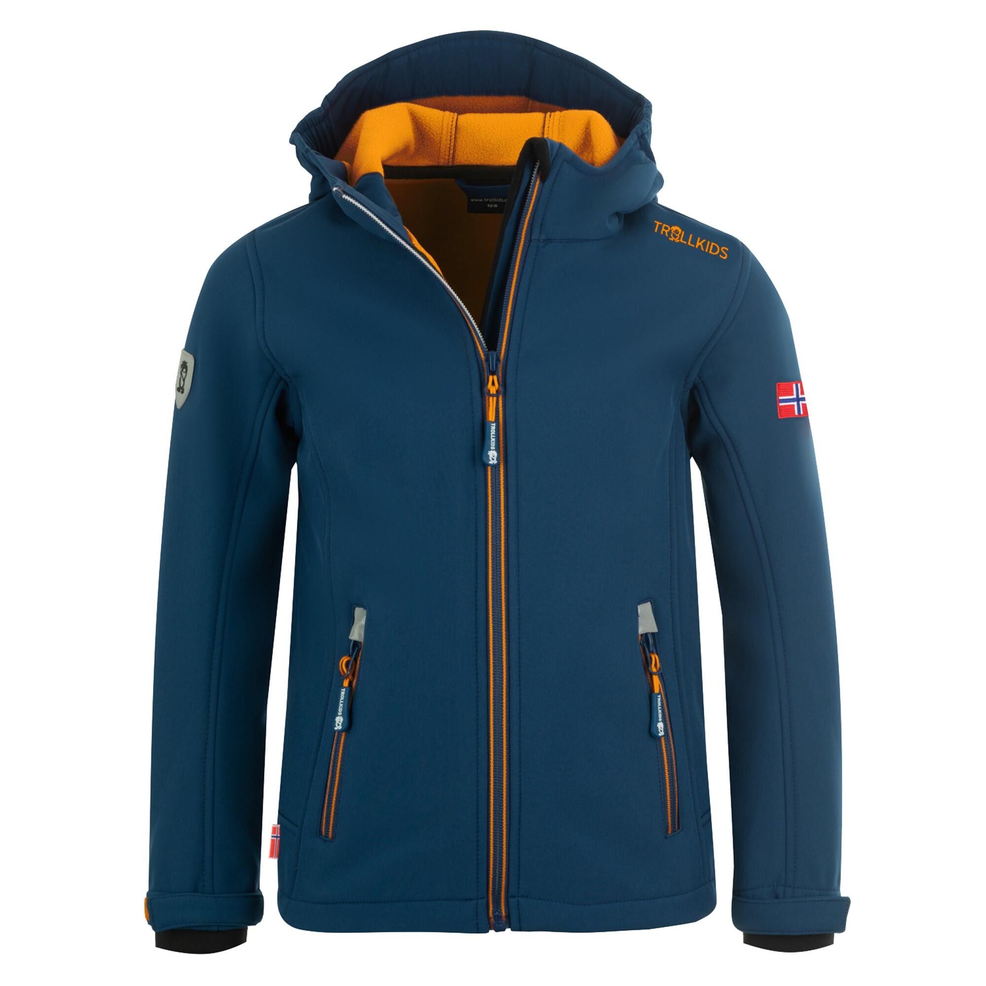 Trollkids Softshelljacke Kinder – Trollfjord blau/orange
