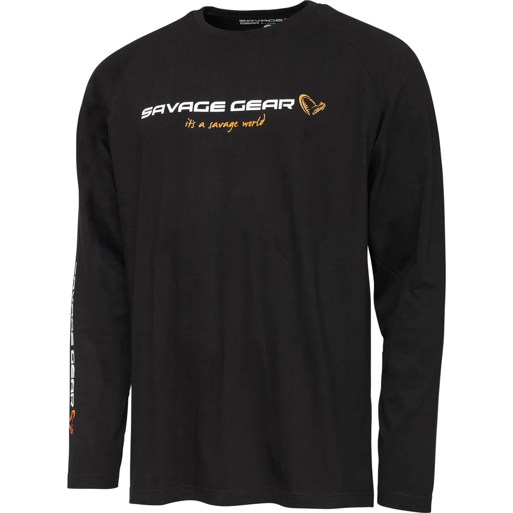 Savage Gear Signature Logo Long Sleeve T-Shirt M Black Caviar