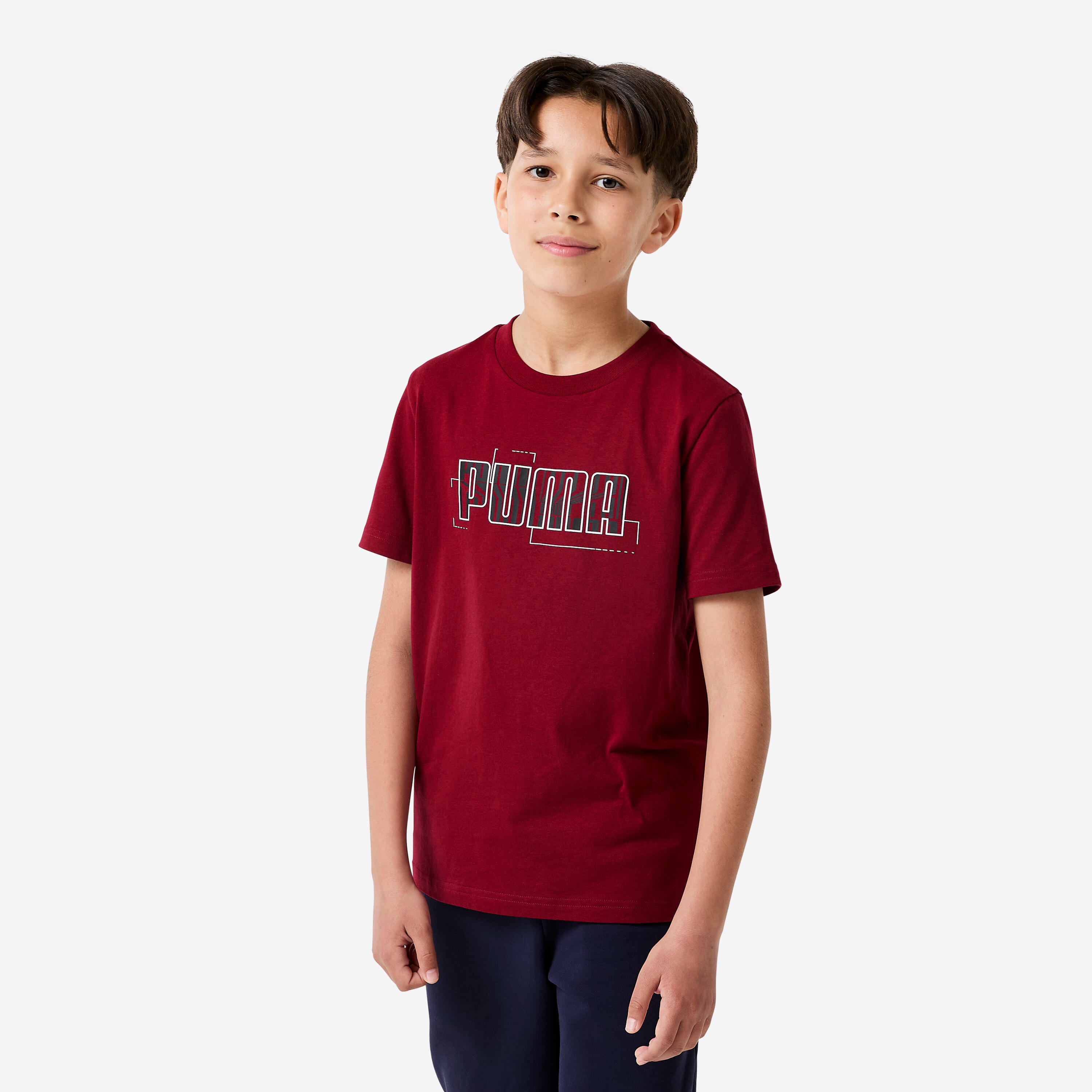 T-Shirt Kinder Baumwolle – bedruckt bordeaux