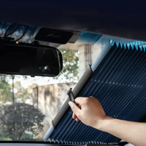 Universell einziehbare Windschutzscheibenblende für Autos, Sonnenschutzabdeckung für die vordere Fensterschutzvorrichtun