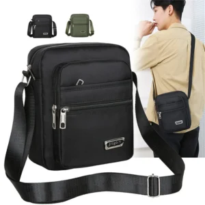 Herren tragbare Business-Crossbody-Tasche, mehrschichtig, leicht, wasserfest, Nylon-Schultertasche für Reisen und den tä