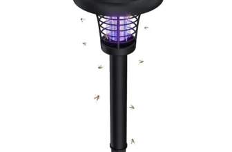 Elfeland solarbetriebene Mückenkiller Gartenlampe,Außen-Zapper,IP65 wasserdicht,UV-Anlockung und elektrisches Netz für d