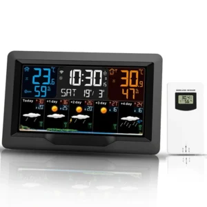 Tuya WIFI Smarte Wetterstation Farbdisplay APP Steuerung Wecker Innen- und Außenthermometer Feuchtigkeitsmesser FJ3390TY