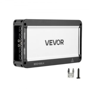 VEVOR Autoverstärker 4-Kanal, Endstufe Klasse D Überbrückbar, Max. 4 x 500 W an 4 Ohm / 4 x 1000 W an 2 Ohm, Hochleistungsverstärker für SUVs Pickups Geländewagen Mehrkanal-Audioverstärker