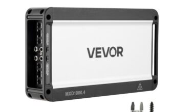 VEVOR Autoverstärker 4-Kanal, Endstufe Klasse D Überbrückbar, Max. 4 x 500 W an 4 Ohm / 4 x 1000 W an 2 Ohm, Hochleistungsverstärker für SUVs Pickups Geländewagen Mehrkanal-Audioverstärker