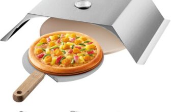 VEVOR Pizzaaufsatz Gasgrill, 3 Stk. Pizzahaube 48x35x17 cm Holzkohlegrill Pizzaofen, 50-300 ℃ Edelstahl Pizzaaufsatz 3 kg Pizzaofen Outdoor Garten Pizzastein Pizzakruste Pizzaschneider, Bürste
