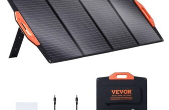 VEVOR 120W Solarpanel faltbar 12V monokristallinen Solarmodul 6,66A Solaranlage Umwandlungsrate von 23% Inkl. 2x USB-Schnellladeanschlüsse (QC3.0), Typ-C-Anschluss, 18-V-Gleichstromausgang