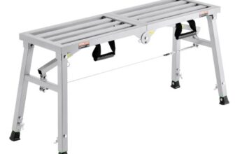 VEVOR Arbeitsplattform 500-740 mm, zusammenklappbare Trittleiter aus legiertem Stahl, tragbare Arbeitsbühne, Tragkraft 180 kg, Trittbank Hocker zum Malen von Trockenbauwänden, Reinigen, Waschen