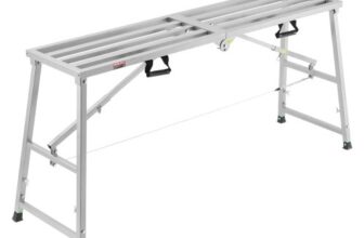 VEVOR Arbeitsplattform 800-1295 mm, zusammenklappbare Trittleiter aus legiertem Stahl, tragbare Arbeitsbühne, Tragkraft 400 kg, Trittleiter zum Malen von Trockenbauwänden, Reinigen, Waschen