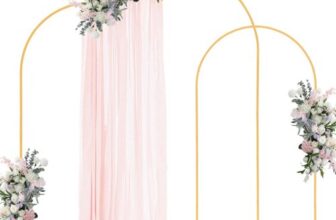 VEVOR Hochzeitsbogen, 3er-Set, 2,4/2,2/2m Hintergrundständer, goldfarbener Metall-Ballonbogen für Hochzeiten, Geburtstagsfeiern, Abschlussfeiern, Feiertage & Zeremoniendekoration