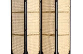 VEVOR Raumteiler mit 4 Paneelen handgewebter Sichtschutz Rattan, zusammenklappbare Raumtrenner mit Scharnieren, tragbare & freistehende Raumteiler zur Raumtrennung, Wohnzimmer, Schlafzimmer