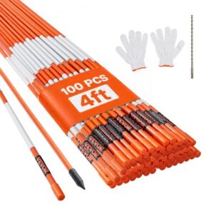 VEVOR 100er-Pack 1219,2 mm Einfahrtsmarkierungen, orangefarbene Schneepflugpfähle, 7,87 mm Fiberglasstab