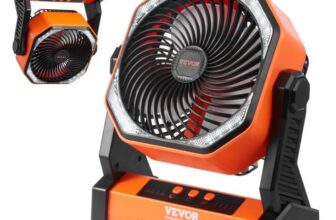 VEVOR Standventilator 219 x 98 x 258 mm Tischventilator Lüfter 138 CMF Ventilator mit 4 Geschwindigkeitsstufen Akku Ventilator 20000 mAh für Outdoor-Aktivitäten wie Camping Angeln Reisen