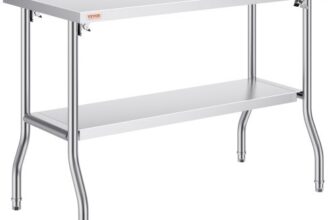 VEVOR Arbeitstisch Küche, 1220 x 610 x 850 mm Arbeitstisch Gastro 2-lagiger Zubereitungstisch Edelstahl Gastro Tisch, Essenszubereitung Gewerbe Küchentisch Lebensmittel Küchentisch Edelstahltisch