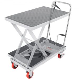 VEVOR Scherenhubtisch hydraulisch 230 kg Tragfähigkeit Hubtischwagen 220-720 mm Hubbereich Hubtisch Werkstatt 700 x 450 mm Plattform Scherenhubwagen Einzelschere Grau Fabriken Lagerhäuser Supermärkte