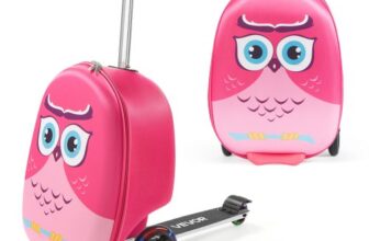 VEVOR Scooter Koffer, 20 L Fassungsvermögen, Reisekoffer mit Flash-PU-Rädern, TPR-Anti-Rutsch-Griff, max. Gewichtskapazität 50 kg, Kinderkoffer Handgepäck, für Kinder ab 5 Jahren, Pink