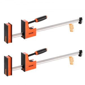 VEVOR Stangenklemmen für Holzbearbeitung 2 Stk. 60,96 cm Öffnung, Parallelklemmen-Set, F-Klemme mit 680 kg Belastungsgrenze, 98,4 mm Tiefe, Kunststoff & Karbonstahl, Metallbearbeitung Orange
