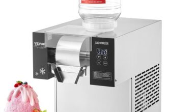 VEVOR Kommerzielle Schneeflocken-Eismaschine Schneeeisbereiter, 170kg/Tag Schneeflocken-Eismaschine, Edelstahl-Eisrasierer, elektrischer Schneekegel-Maker, Luftkühlsystem für Bäckerei Café