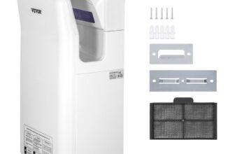 VEVOR Händetrockner 2000W Kommerzieller elektrischer Händetrockner HEPA-Filter Wandhandtrockner Kohlebürstenmotor Händeföhn Weiß Luftgeschwindigkeit 100m/s ideal für Flughäfen Büros Einkaufszentren