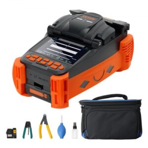 VEVOR Glasfaser Spleißgerät 4 Motoren Fusions-Spleißgerät Faserdurchmesser 125-150μm(Mantel) 250-1000μm(Beschichtung) Verschmelzungsverlust von 0,02 dB(SM) Geeignet für SM MM DS NZDS UI BUI EDF-Fasern