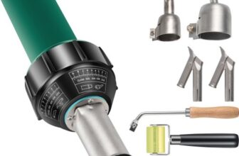 VEVOR Kunststoff Schweißgerät Heißluftpistole 1600W PVC Schweißpistole 40-60℃ Kunststoff Heißluft Schweißer inkl. 4x Ersatzdüsen Schlitzmesser 3m Kabel zum Schweißen von PE/PP/PVC-Kunststoffplatten