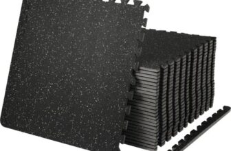 VEVOR EVA-Schaum-Fußmatten, Fitnessstudio-Bodenbelag-Set, 61 x 61 cm, Schwarz, 25-teiliges Rutschfeste Ineinandergreifende Puzzle-Fliesen-Schutzboden Set für den Haushalt, Training, Garage