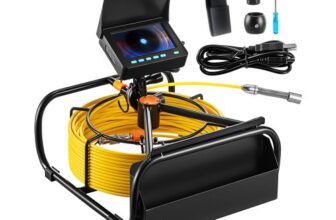 VEVOR Kanalkamera, 50 m, 10,9 cm Rohrinspektionskamera mit Beleuchtung – 6 einstellbare LEDs, 16-GB-Karte, 3-facher Zoom & 8500-mAh-Akku mit hoher Kapazität, IP68 Sanitärkamera für Abwasserrohre