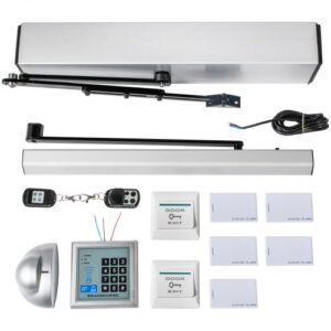 VEVOR Türschließer Einfache Selbstmontage SW100 220V drinnen und draußen, Öffnungswinkel Stangentürschließer Türfeder Automatik mit Fernbedienung Automatischer Türschließer 50 W 120 Grad Max