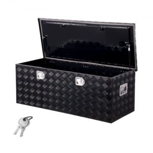 VEVOR Werkzeugkasten aus Aluminium für die Ladefläche mit seitlichem Griff und Schlossschlüsseln, Aufbewahrungs-Werkzeugkiste für Anhänger Pickup Wohnmobil (1219,2 x 495,3 x 444,5 mm) Schwarz