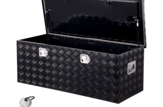 VEVOR Werkzeugkasten aus Aluminium für die Ladefläche mit seitlichem Griff und Schlossschlüsseln, Aufbewahrungs-Werkzeugkiste für Anhänger Pickup Wohnmobil (1219,2 x 495,3 x 444,5 mm) Schwarz