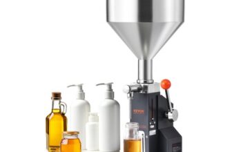 VEVOR 5-100 ml Abfüllmaschine Manuell Flüssigkeitsabfüllmaschine aus lebensmittelechtem Edelstahl 304 Silikon PTFE Filling Machine Inkl. zwei Düsen 4 mm / 8 mm ideal zum Abfüllen von Honig Öl Essenz