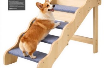 VEVOR Hundetreppe 910x430x630 mm, 5-stufige Hautiertreppe, Holztreppe geeignet für kleine, mittlere, große, ältere Haustiere sowie Welpen bis 68 kg, Hundeleiter für Betten, Sofas & Autos