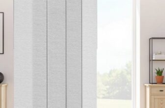 VEVOR Flächenvorhänge, ausziehbare Schiene von 116 cm bis 218 cm (B), zuschneidbare Flächenvorhänge bis 243 cm (H), einstellbare Schiebegardinen für Schiebetüren Terrassentüren Grau