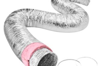 VEVOR Aluflexschlauch 7620mm lang Lüftungsschlauch Φ130mm Alu Flexrohr Luftkanal R-6 Thermischer Widerstandswert 25mm Rohrstärke Alurohr Schlauch Owens Corning-Isolierwatte Luftleitungen