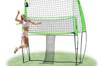VEVOR Volleyball Trainingsnetz stufenlos höhenverstellbare Übungsausrüstung mit Ballrücklauf, 2,44 x 3,35 m tragbare Netzstation, einfache Einrichtung für den Innen- und Außenbereich im Garten