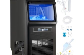 VEVOR Kommerzieller Eiswürfelbereiter Eismaschine 34 kg / 24 h, Leichte Würfeleismaschine 5,6 kg Eisspeicherkapazität 36 Stk. Eiswürfel, Edelstahl Eiswürfelbereiter inkl. Wasserfilter & Eisschaufel