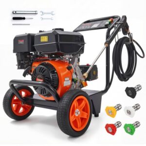VEVOR Gas-Hochdruckreiniger, 4400 PSI 4,0 GPM, gasbetriebener Hochdruckreiniger mit Kupferpumpe, Spritzpistole und Verlängerungsstab, 5 Schnellanschlussdüsen, zum Reinigen von Autos, Häusern, Einfahrt