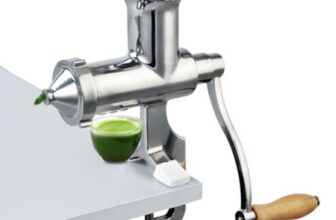 VEVOR Manuelle Entsafter Weizengras Saftpresse Squeezer Obst Gemüse Entsafter 304 Edelstahl für Weizengras und Blattgemüse Edelstahl 3 Filter Ohne Strom (Manuelle)