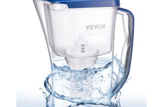 VEVOR Wasserfilter Kanne Wasserfilterkrug 9 Tassen Wasserfilterspender, kühlschrankfreundliches Wasserfiltersystem, kein BPA, hält 3 Monate / 150 L, reduziert Kalk Blei Chlor Gerüche