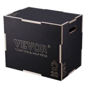 VEVOR 3-in-1-Plyometrische Sprungbox 24/20/16-Zoll-Plyobox, Sprungkasten Sprungkiste 204 kg Tragfähigkeit, Fitnessübungs-Step-Up-Box für Heimtraining, Sprungkrafttraining Schwarz Einstellbare Höhe