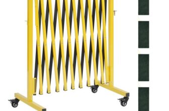 VEVOR Scherengitter Ausziehbar Absperrgitter Doppelt mit Feststellbaren Rollen Scherensperre Max. 3,94 m Verstellbar, Mobiles Schutzgitter für Warnwirkung, Metallbarrikade für Außenbereich & Industrie