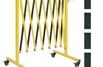 VEVOR Scherengitter Ausziehbar Absperrgitter mit Feststellbaren Rollen Scherensperre Max. 3,82 m Verstellbar, Outdoor Mobiles Schutzgitter für Warnwirkung Metallbarrikade für Außenbereich & Industrie