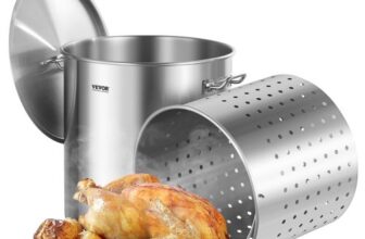 VEVOR Suppentopf Edelstahl, 79,5 L Kochtöpfe Großraumtopf, Kochgeschirr-Saucentopf mit Korb & Deckel & Griff, Suppentopf in Handelsqualität, Schleifbehandlung, zum Dämpfen Kochen oder Braten