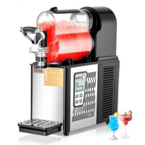 VEVOR kommerzielle Slusheis Maschine 3 L Einzeltank-Maschine für gefrorene Getränke, 12 Tassen Edelstahl Slush-Eis-Maschine mit Tastenfeld Softeis Maker für Partys Restaurants Cafés Bars Schwarz
