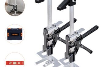 VEVOR arbeitssparender Armwagenheber 2 Stk. 200 kg Tragkraft, Heben bis zu 235 mm, Handhebewerkzeug mit magnetischer Wasserwaage, 2 Einstellmodi, für Türen Fenster Möbel Holzbearbeitung, Schwarz