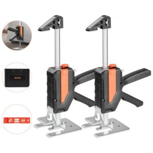 VEVOR arbeitssparender Armwagenheber 2 Stk. 200 kg Tragkraft, Heben bis zu 195 mm, Handhebewerkzeug mit magnetischer Wasserwaage, 2 Einstellmodi, für Türen Fenster Möbel Holzbearbeitung, Schwarz