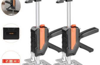 VEVOR arbeitssparender Armwagenheber 2 Stk. 200 kg Tragkraft, Heben bis zu 195 mm, Handhebewerkzeug mit magnetischer Wasserwaage, 2 Einstellmodi, für Türen Fenster Möbel Holzbearbeitung, Schwarz
