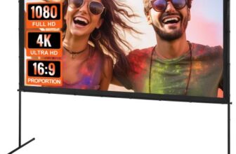 VEVOR Projektion Beamer Leinwand mit Ständer 254 cm HD 4K Outdoor Indoor Projektor Screen Schnelles Klappbare Tragbare Filmleinwand 16: 9 für Heimkino, Camping und Freizeitveranstaltungen Schwarz