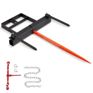 VEVOR Frontladerzinken 725 kg Tragfähigkeit Ballenzinken Ballenspieß Ballentransportgabel mit einem Spieß (ca. 1 m) & zwei stabilisierenden Stangen (ca. 44 cm) kompatibel mit Kompaktladern & Traktoren