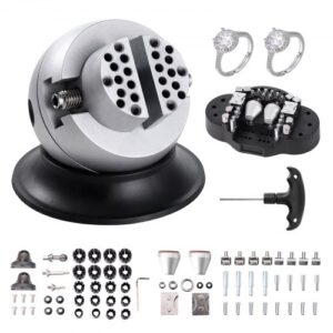 VEVOR Kugelschraubstock, 3-Zoll-Gravur-Einstellwerkzeug, 360° drehbarer Gravurblock-Schraubstock, 70-teiliger Aufsatz, Schmuck-Gravurblock-Werkzeuge, Standardblock für Edelsteineinlagen und kleine Gra